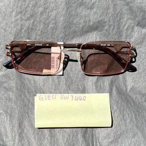 Guess Mini Sunglasses, Rectangle Small Pink Lens Y2K Glasses - GU7660-28BU